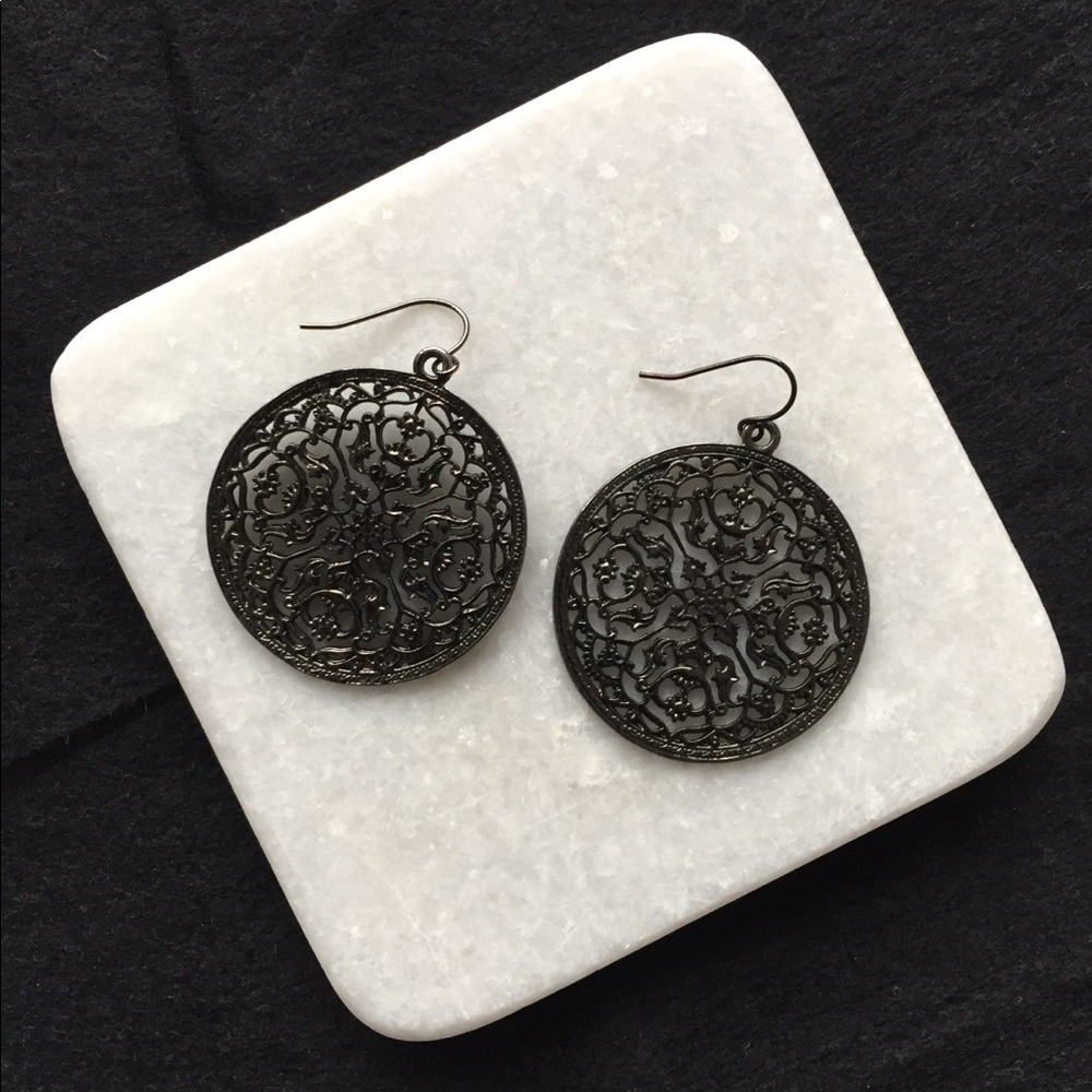 Gunmetal Ornamental Earrings